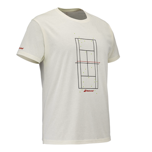 Schuin zijaanzicht van het gebroken witte Babolat Exercise T-shirt