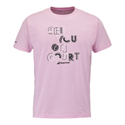 Lichtroze Babolat Exercise Message Tee met tekstprint, vooraanzicht