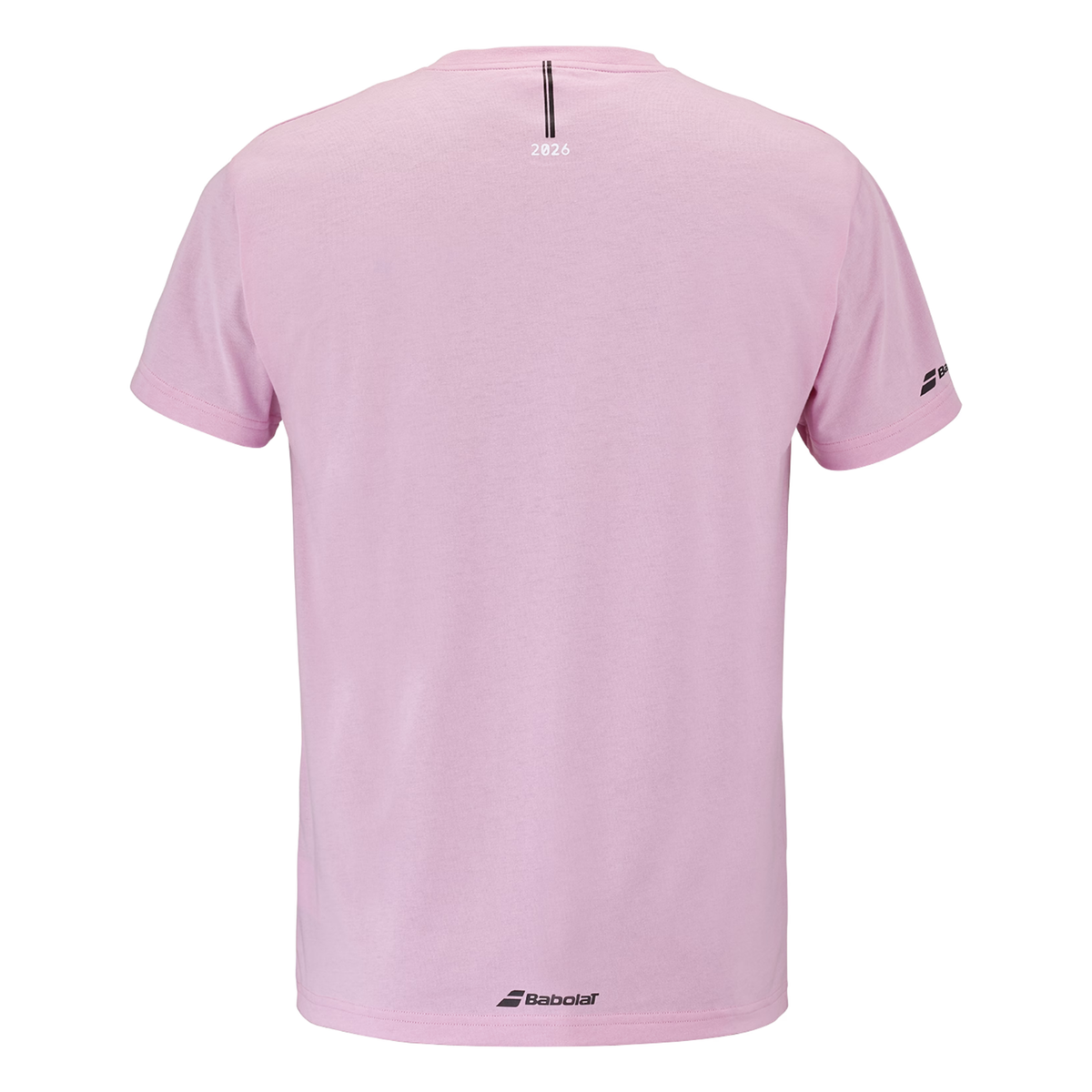 Achterzijde van het roze Babolat Exercise T-shirt met logo
