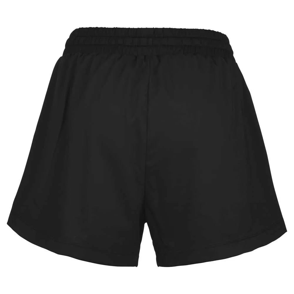 Achterzijde van de zwarte Babolat Exercise Short W met elastische tailleband