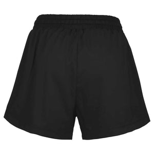 Achterzijde van de zwarte Babolat Exercise Short W met elastische tailleband