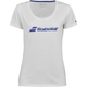 Wit Babolat Exercise T-shirt voor dames met blauw logo op de borst en ronde hals