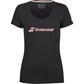 Zwart Babolat Exercise T-shirt voor dames met roze Babolat-logo op de borst, vooraanzicht