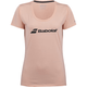Roze Babolat Exercise T-shirt voor dames met donkerblauw Babolat-logo op de borst