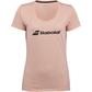 Roze Babolat Exercise T-shirt voor dames met donkerblauw Babolat-logo op de borst