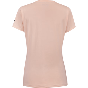 Achterzijde van het perzikroze Babolat Exercise T-shirt W met effen rug en korte mouwen