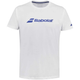 Wit Babolat Exercise T-shirt met blauw Babolat-logo op de borst, vooraanzicht