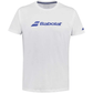 Wit Babolat Exercise T-shirt met blauw Babolat-logo op de borst, vooraanzicht