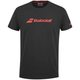 Zwart Babolat Exercise T-shirt met rood Babolat-logo op de borst en rode halsbies