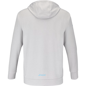 Achterzijde van de lichtgrijze Babolat Hood Sweat Lebron met capuchon en klein logo