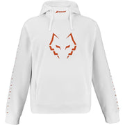 Witte Babolat Hoodie Sweat Lebron met oranje wolvenkop op de borst, vooraanzicht