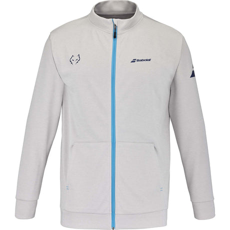 Lichtgrijs Babolat Jacket Lebron met lichtblauwe rits en Babolat-logo op de borst