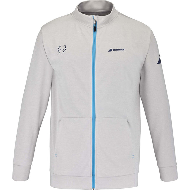 Lichtgrijs Babolat Jacket Lebron met lichtblauwe rits en Babolat-logo op de borst