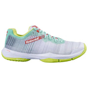 Babolat Jet Ritma Women Grey/Spring Bouquet, zijaanzicht in wit met mintgroene kraag en limegele zoolrand