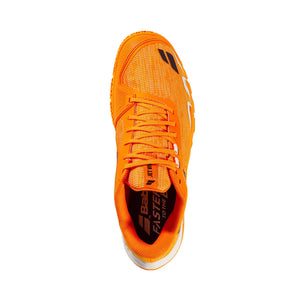 Bovenaanzicht van de oranje Babolat Jet Viva met oranje veters