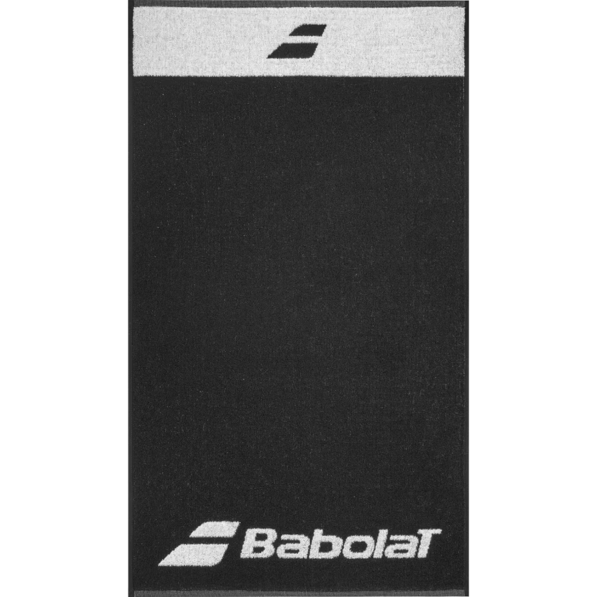 Babolat Medium Towel Black/White - zwarte sporthanddoek met witte band en wit Babolat-logo