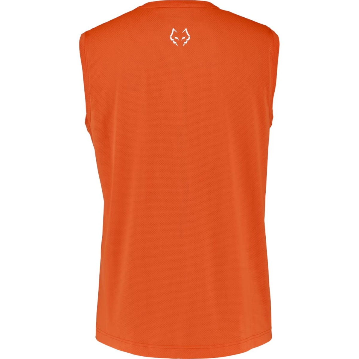 Achterzijde van de oranje Babolat Muscle Tank Lebron met witte stierkop-opdruk