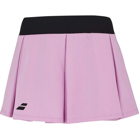 Babolat padelrok voor dames in lila met zwarte brede tailleband, vooraanzicht