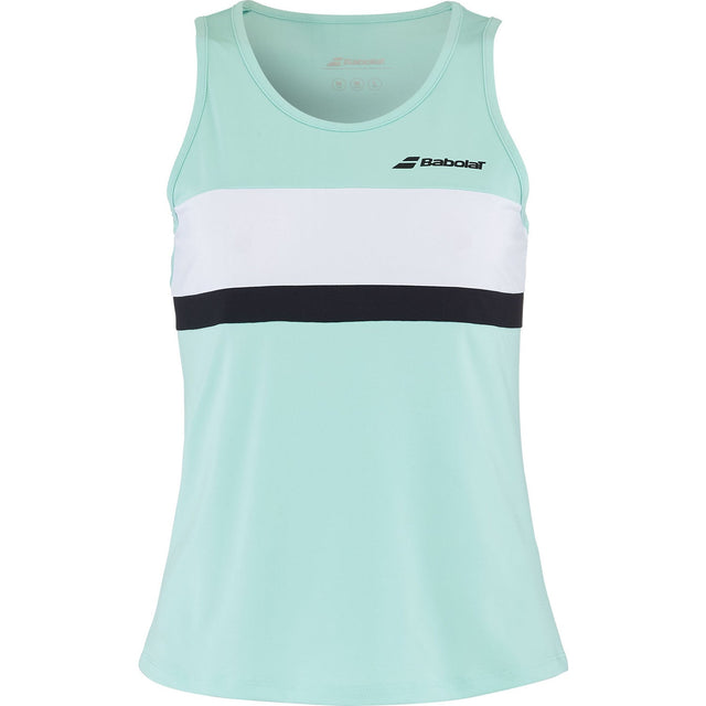 Mintgroene Babolat Padel Tank met witte en donkerblauwe band over de borst