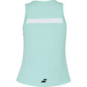 Achterzijde van de mintgroene Babolat Padel Tank met witte band en logo onderaan