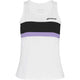 Witte Babolat Padel Tank met zwarte band en lila streep over de borst, vooraanzicht