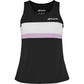 Zwarte Babolat Padel Tank voor dames met witte en lila contrastband over de borst