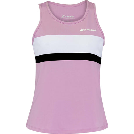 Roze Babolat Padel Tank met witte en zwarte contrastband over de borst, vooraanzicht