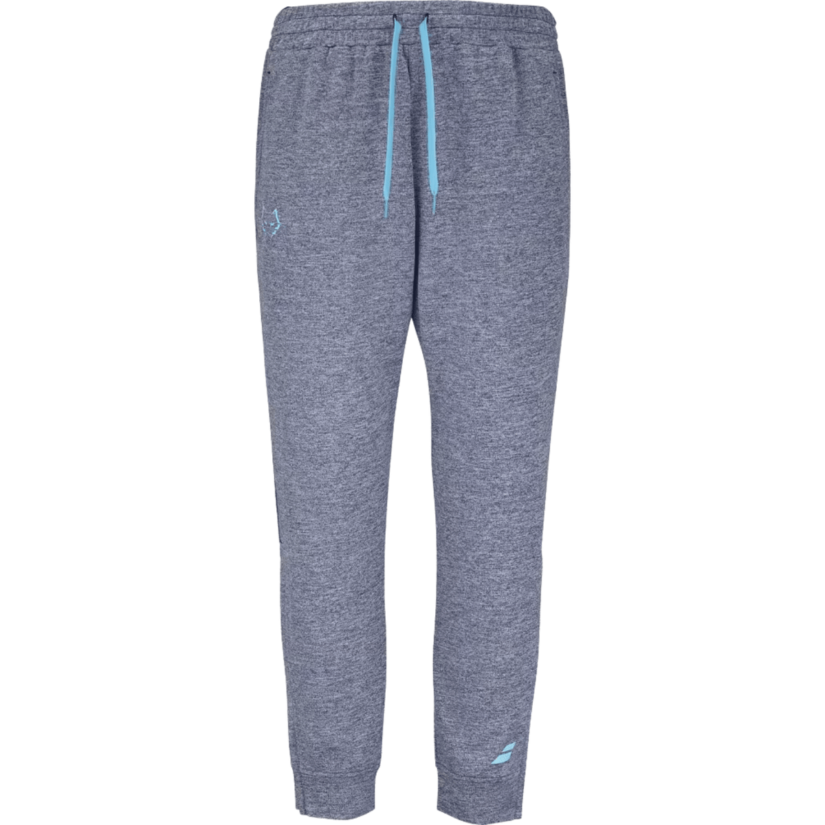 Donkerblauw gemeleerde Babolat Pant Lebron met lichtblauw trekkoord, vooraanzicht