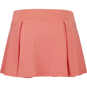 Achterzijde van de zalmroze Babolat Perf Skirt met brede tailleband en plooirok