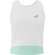 Witte Babolat Perf Tank voor dames met mintgroene onderrand en roze logo op de borst
