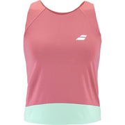 Babolat Perf Tank Pink met mintgroene onderrand en wit Babolat-logo op de borst