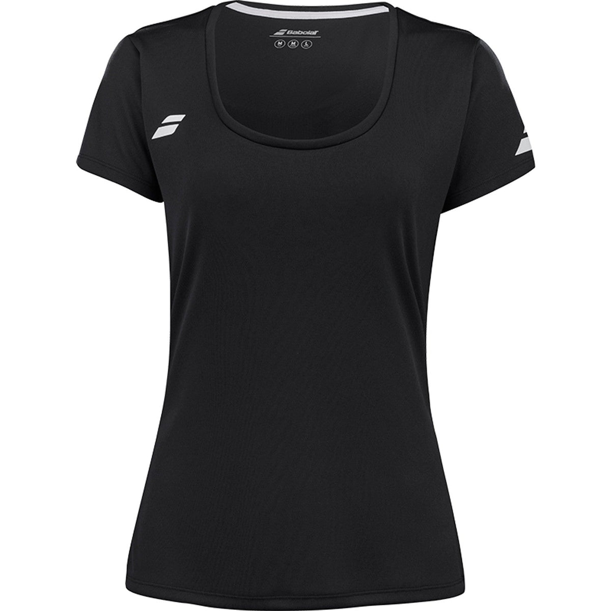 Zwart Babolat Play Cap Sleeve Top voor dames met wit logo en ronde halsuitsnijding