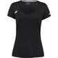 Zwart Babolat Play Cap Sleeve Top voor dames met wit logo en ronde halsuitsnijding