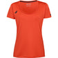 Oranjerode Babolat Play Cap Sleeve Top voor dames met zwart logo op de borst