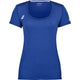 Blauwe Babolat Play Cap Sleeve Top voor dames met witte streepjes op de schouders