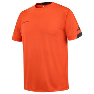 Oranjerood Babolat Play Crew Neck T-shirt met effen pand en klein logo onder de hals