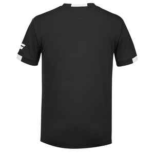 Zwart Babolat Play Crew Neck T-shirt met witte halsboord en effen pand zonder opdruk