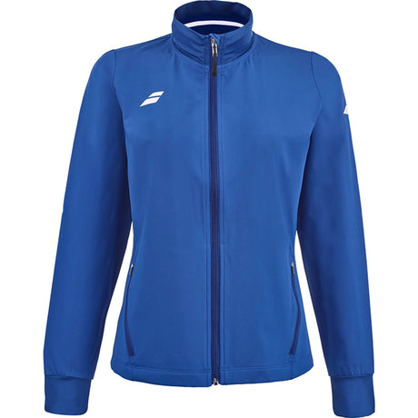 Blauw Babolat Play Jacket voor dames met volledige rits en wit logo op de borst