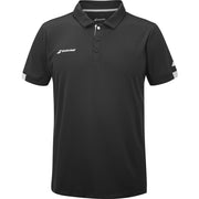 Zwarte Babolat Play Polo met knoopsluiting en witte biezen op de mouwboorden
