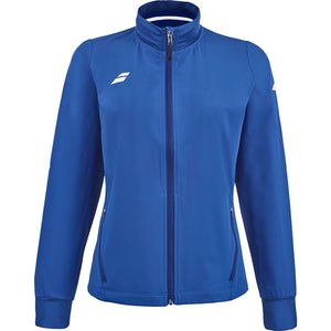 Babolat Play trainingsjack voor dames in blauw met rits, vooraanzicht