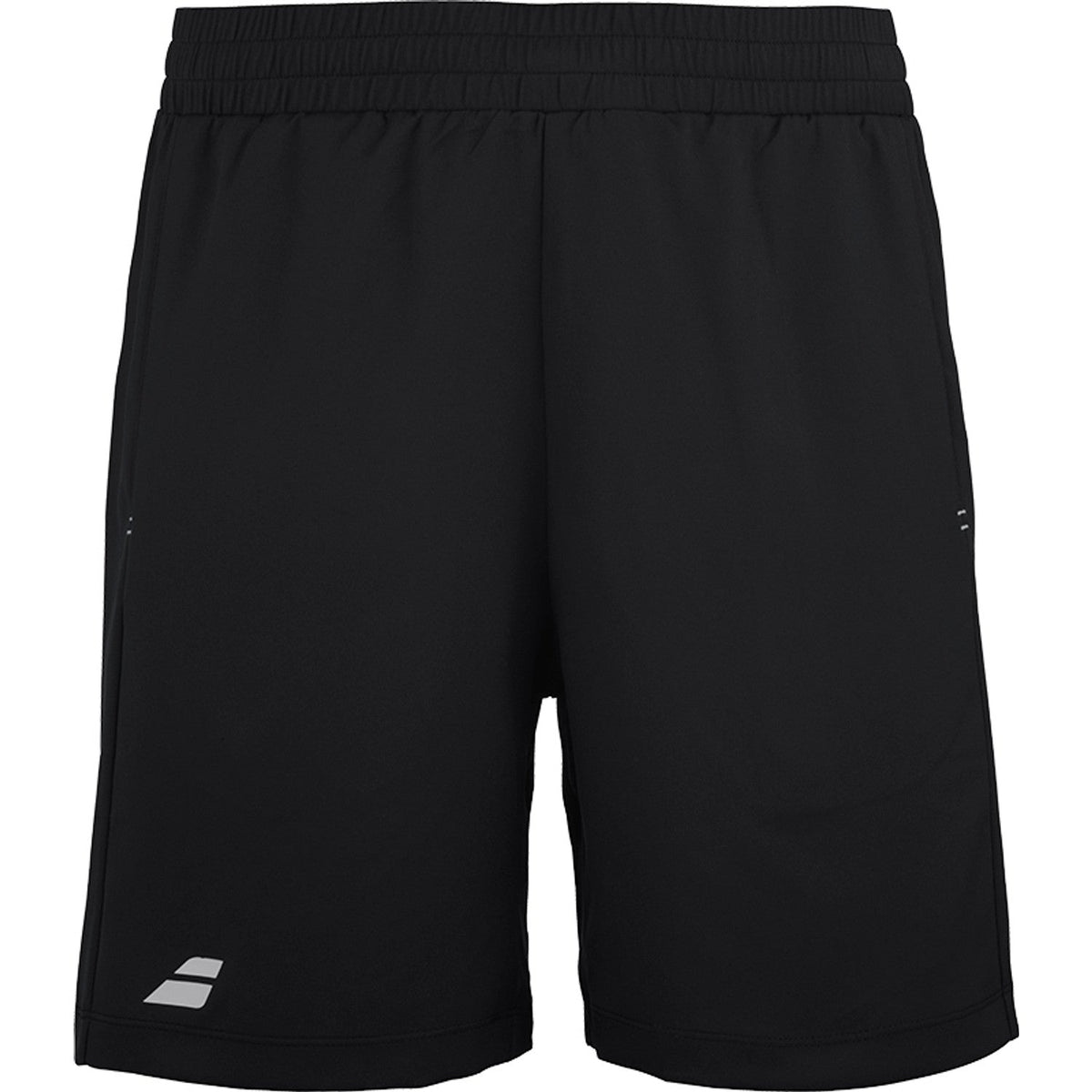 Zwarte Babolat Play short met wit logo onderaan de pijp, vooraanzicht