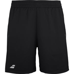 Zwarte Babolat Play short met wit logo onderaan de pijp, vooraanzicht
