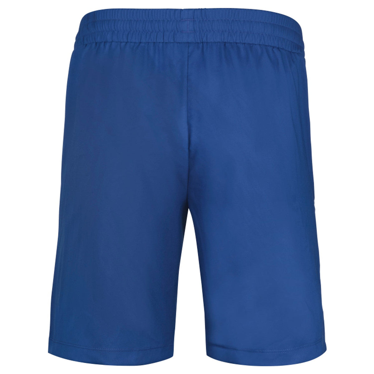 Achterkant van de donkerblauwe Babolat Play short, plat gefotografeerd