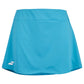 Turquoise Babolat Play Skirt met brede tailleband en wit logo aan de zijkant
