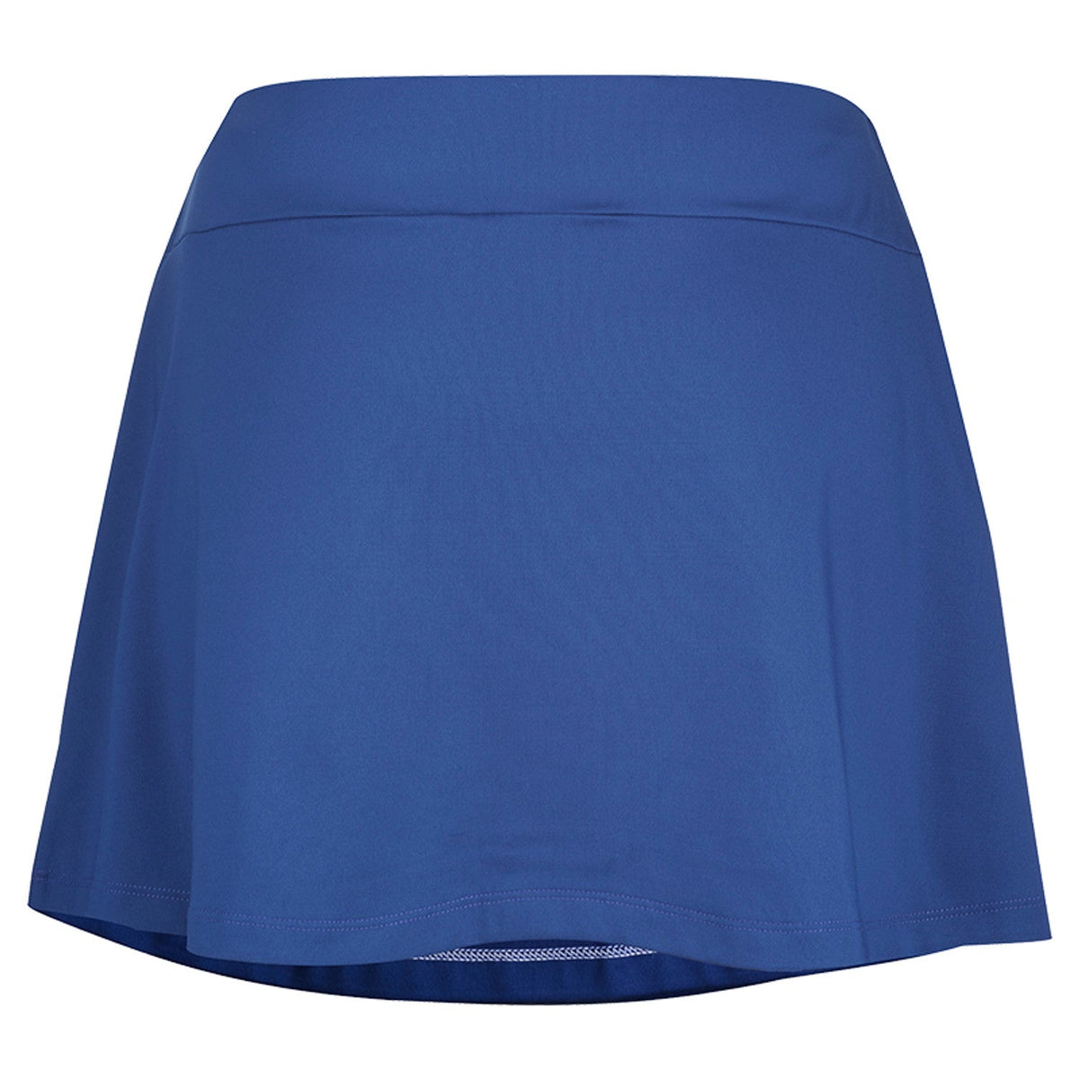 Achterzijde van de blauwe Babolat Play Skirt met effen uitlopende rok en tailleband