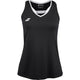 Zwarte Babolat Play Tank Top voor dames met witte V-hals en wit logo op de borst