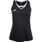 Zwarte Babolat Play Tank Top voor dames met witte V-hals en wit logo op de borst