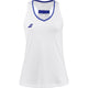 Witte Babolat Play Tank Top voor dames met blauwe V-hals en blauw Babolat-logo
