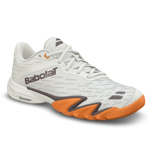 Binnenzijde van de beige Babolat Premura 3 met oranje zoolrand