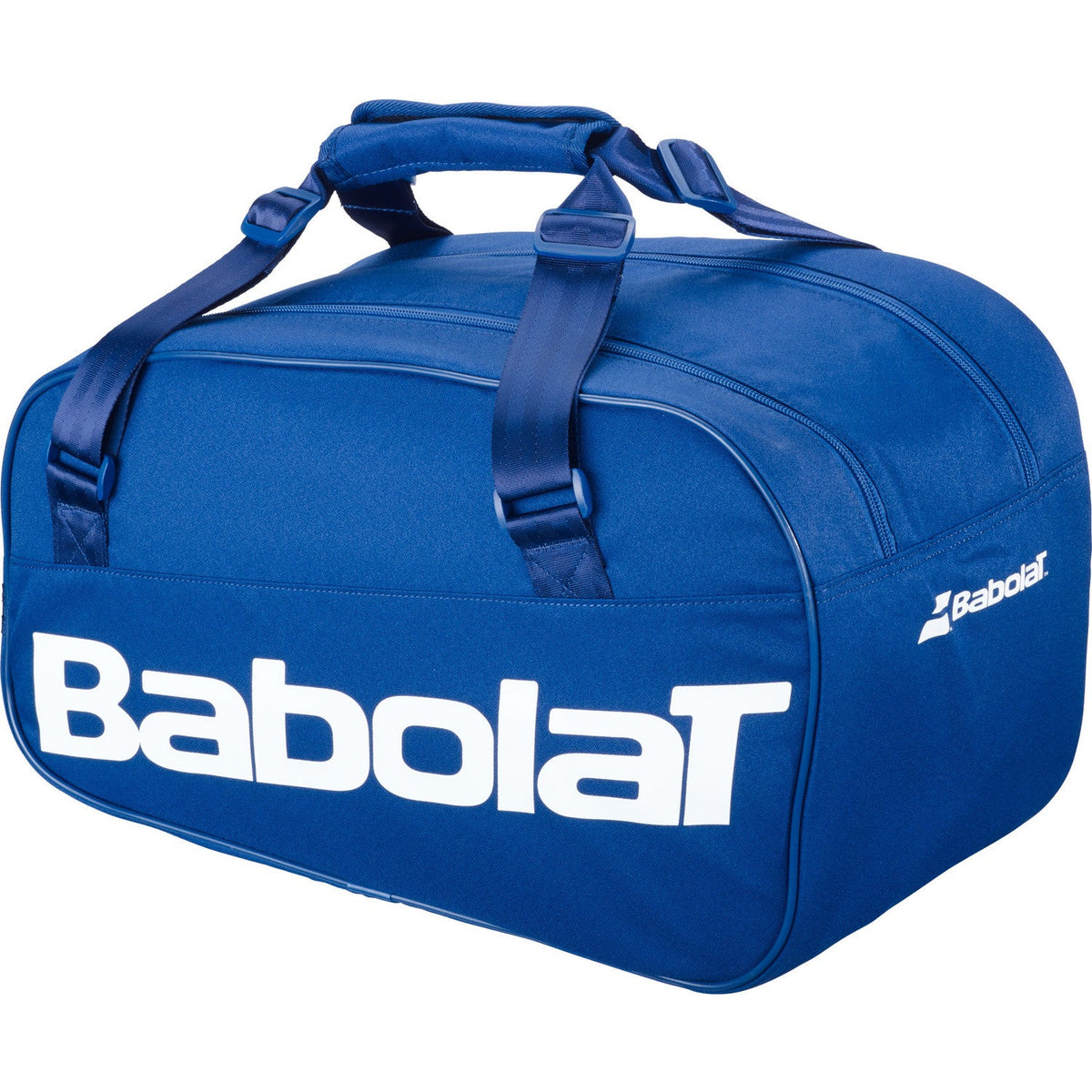 Blauwe Babolat Court S padeltas schuin van voren met zwarte draaghandvatten